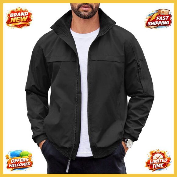 Lightweight Bomber Jacket Retro Classic Stand Collar Windbreaker Softshell